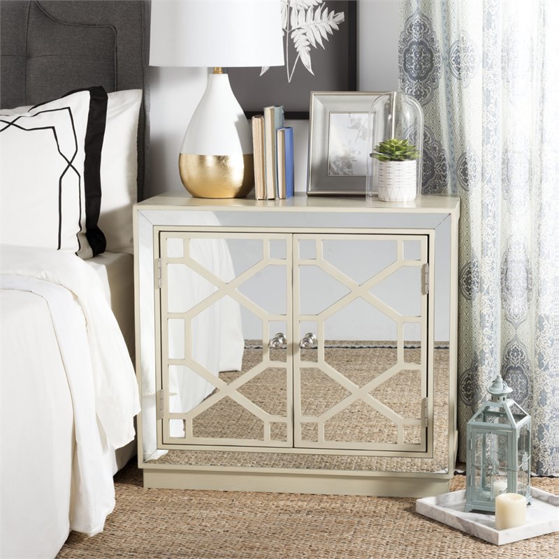 Safavieh Juniper Mirrored Accent Chest in Antique Beige