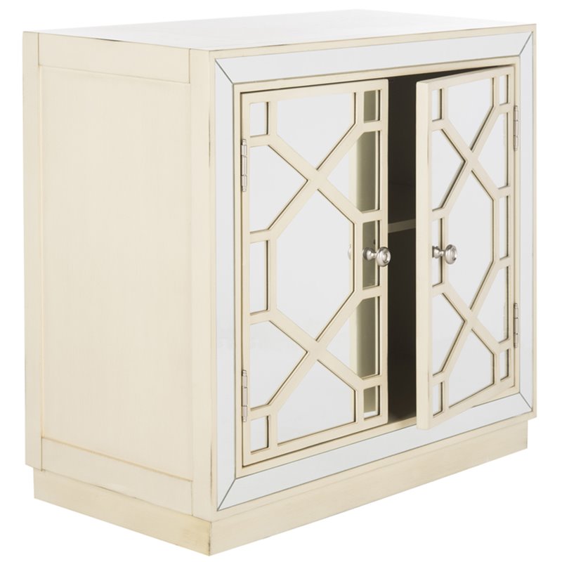 Safavieh Juniper Mirrored Accent Chest in Antique Beige