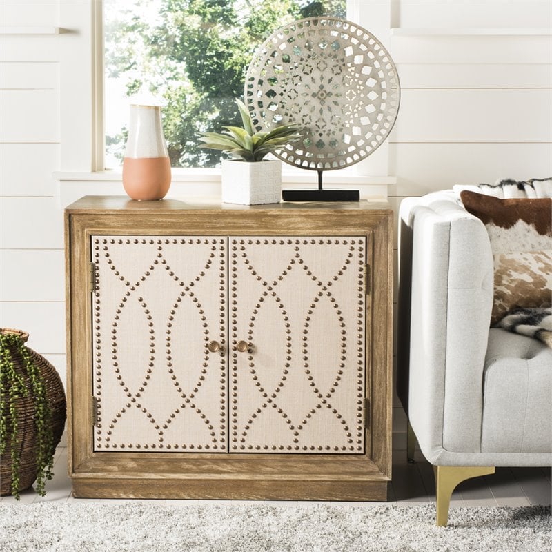Safavieh Yuna Accent Chest in Rustic Oak and Beige