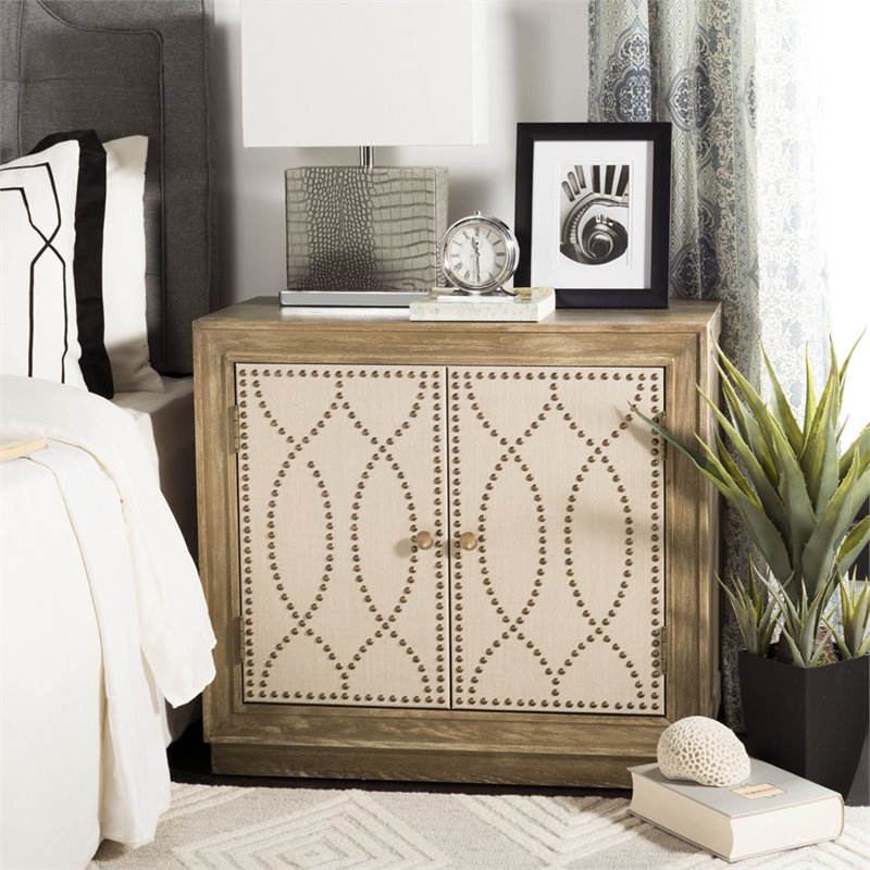 Safavieh Yuna Accent Chest in Rustic Oak and Beige