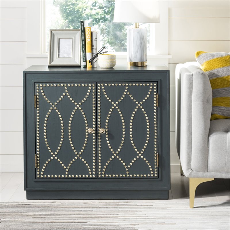 Safavieh Yuna Accent Chest in Steel Teal and Gold