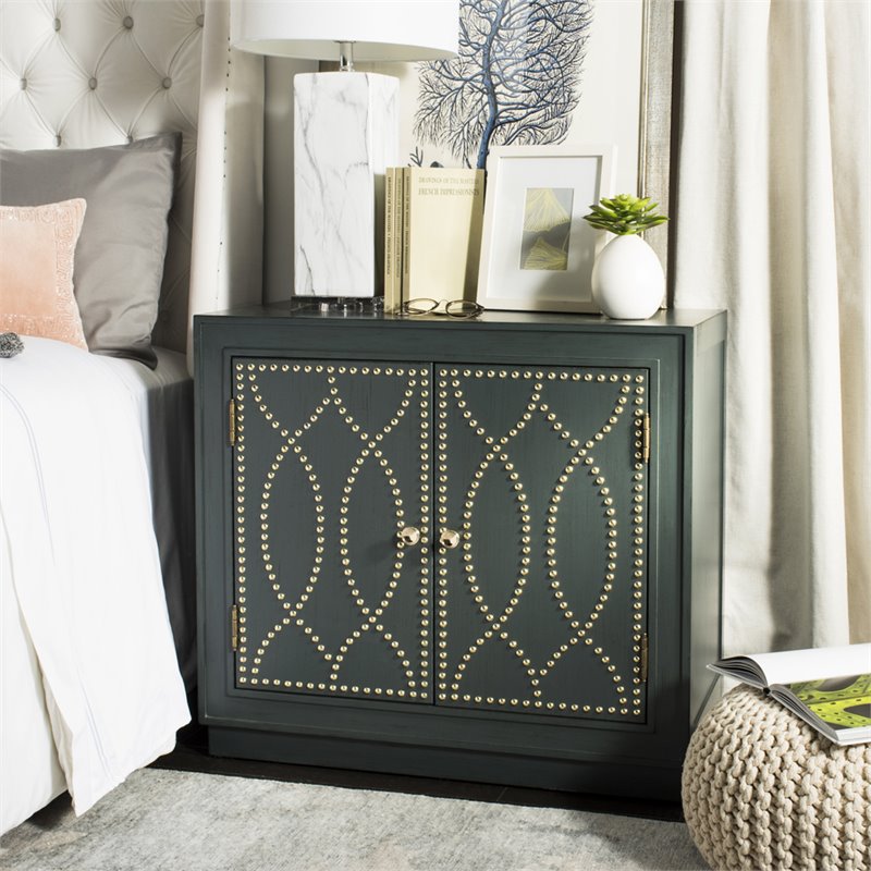 Safavieh Yuna Accent Chest in Steel Teal and Gold