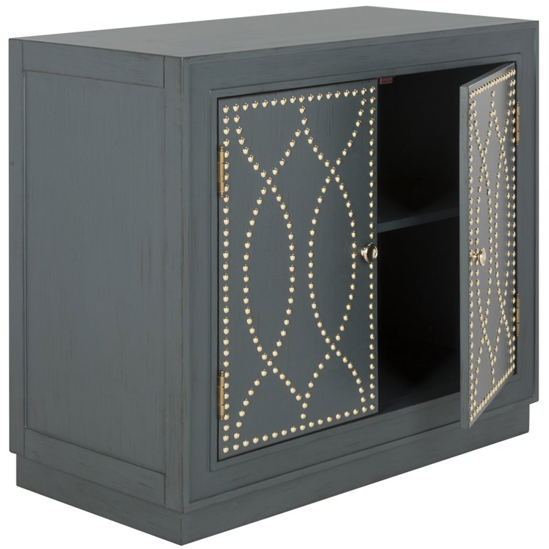 Safavieh Yuna Accent Chest in Steel Teal and Gold