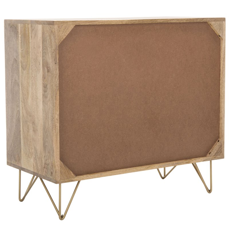 Safavieh Marigold 3 Drawer Accent Chest in Natural and Brass