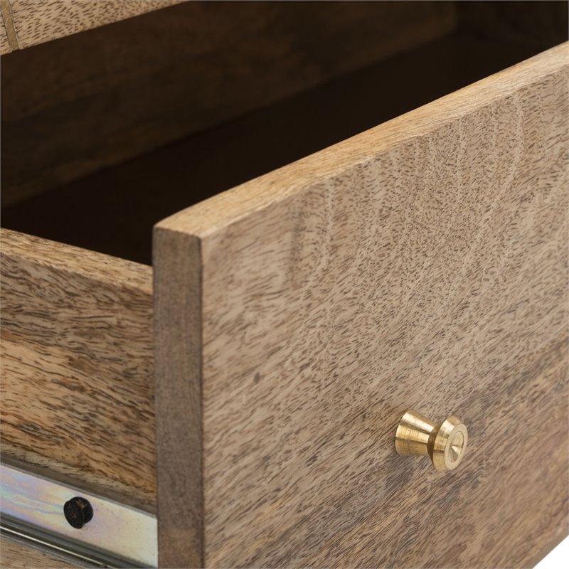 Safavieh Marigold 3 Drawer Accent Chest in Natural and Brass