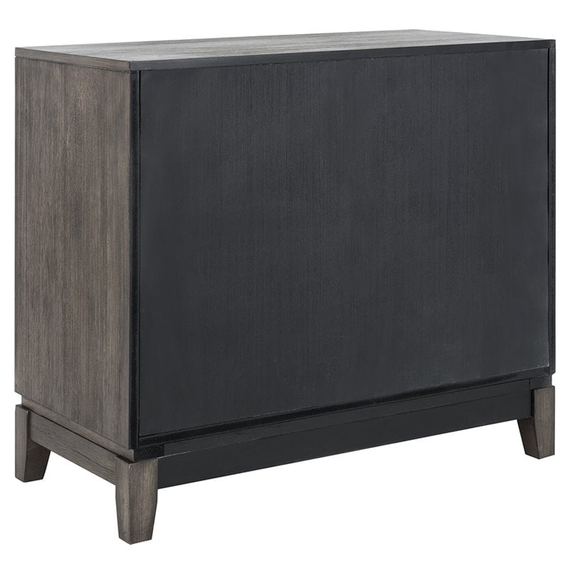 Safavieh Shannon Mirrored Accent Chest in Gray Wash and Walnut
