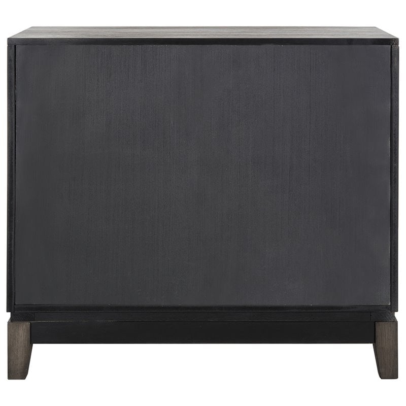 Safavieh Shannon Mirrored Accent Chest in Gray Wash and Walnut