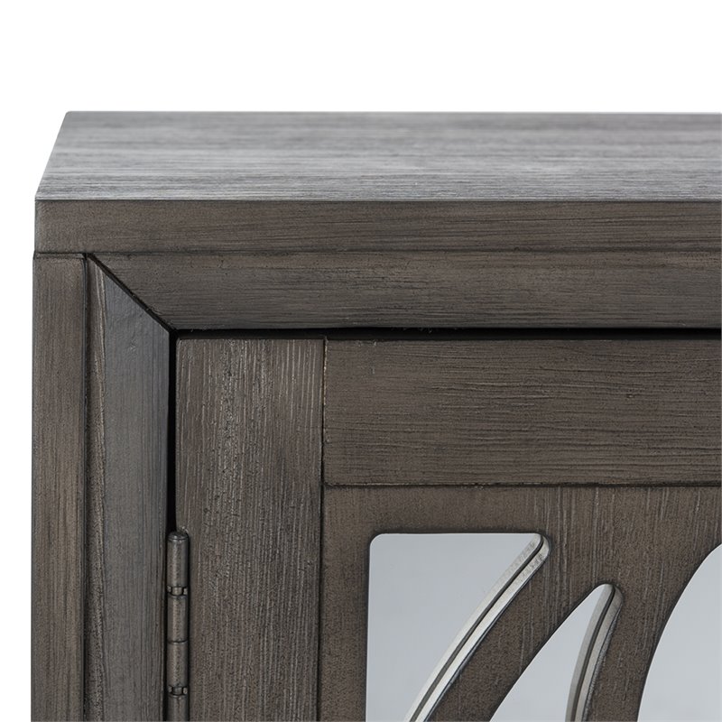 Safavieh Shannon Mirrored Accent Chest in Gray Wash and Walnut