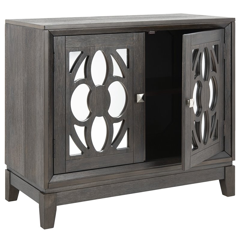 Safavieh Shannon Mirrored Accent Chest in Gray Wash and Walnut