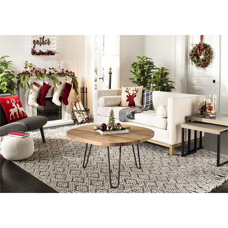 Safavieh Dale Free Edge Coffee Table in Weathered Oak