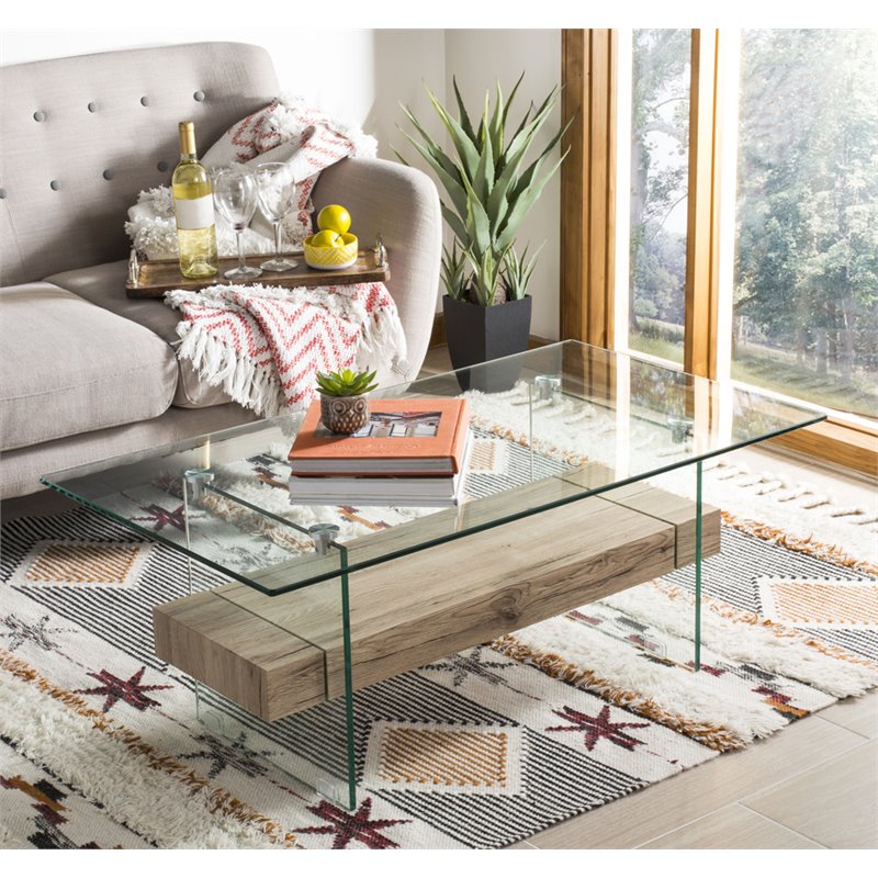 Safavieh Kayley Glass Coffee Table in Natural