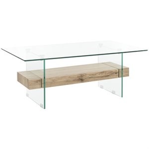 safavieh kayley glass coffee table in natural