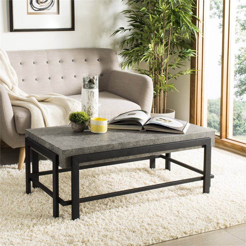 Safavieh Oliver Coffee Table in Dark Gray and Black