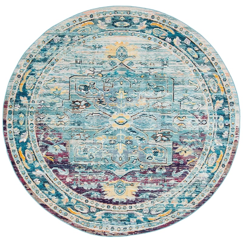 Safavieh Crystal 5' Round Rug in Teal and Purple