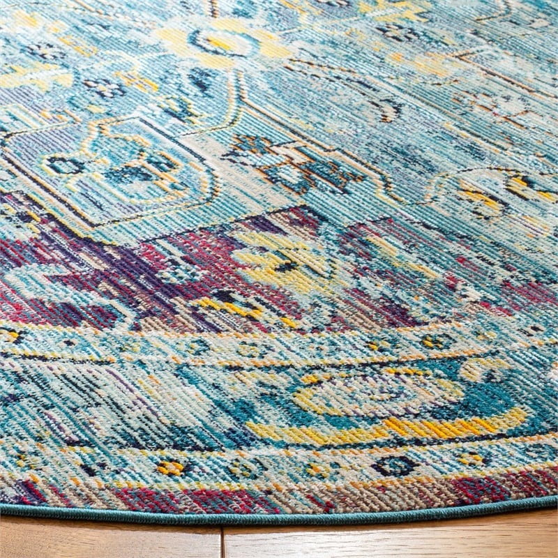 Safavieh Crystal 5' Round Rug in Teal and Purple