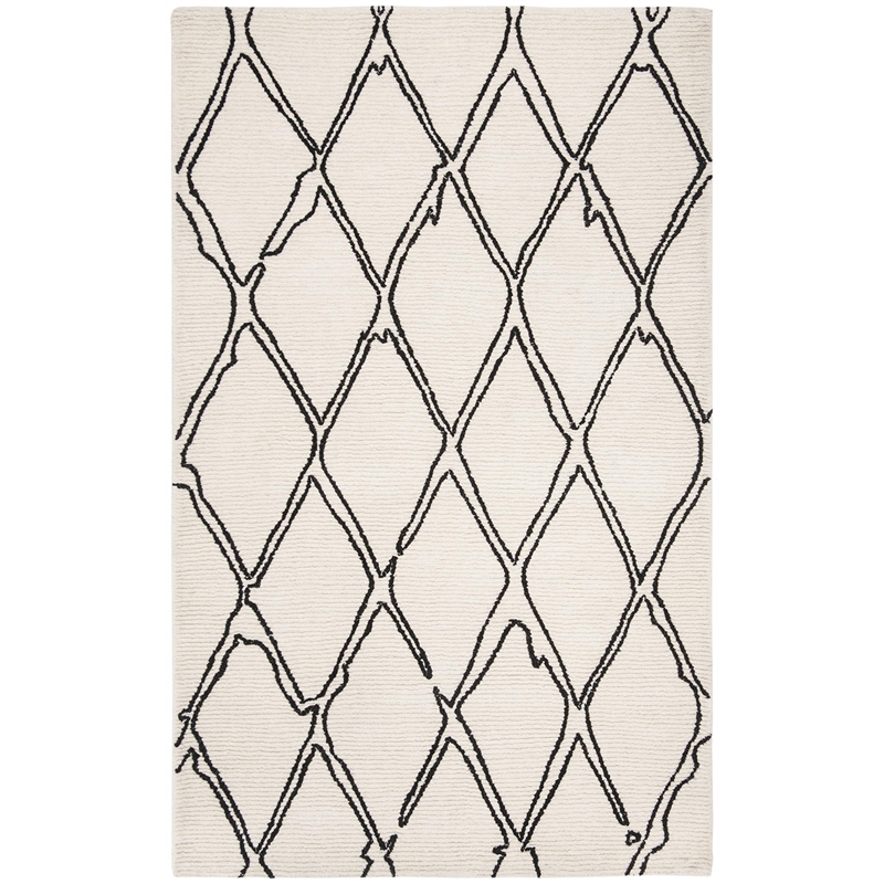 Safavieh Casablanca 5' x 8' Hand Tufted Wool Rug in Ivory and Black