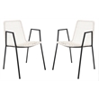 Safavieh Wynona Leather Dining Arm Chair in White and Black (Set of 2)