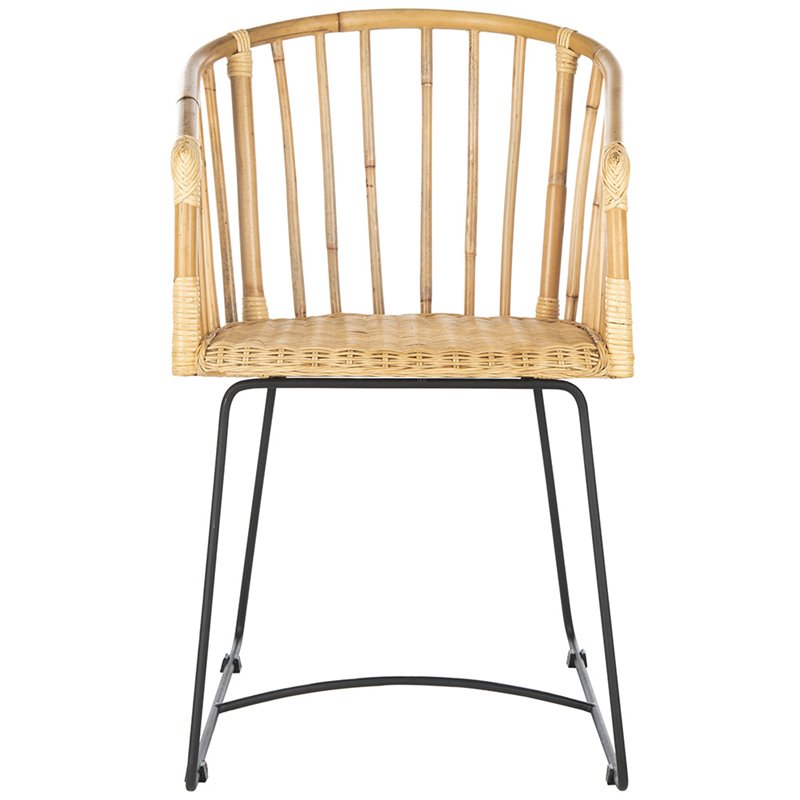 Safavieh Siena Rattan Dining Arm Chair in Natural and Black