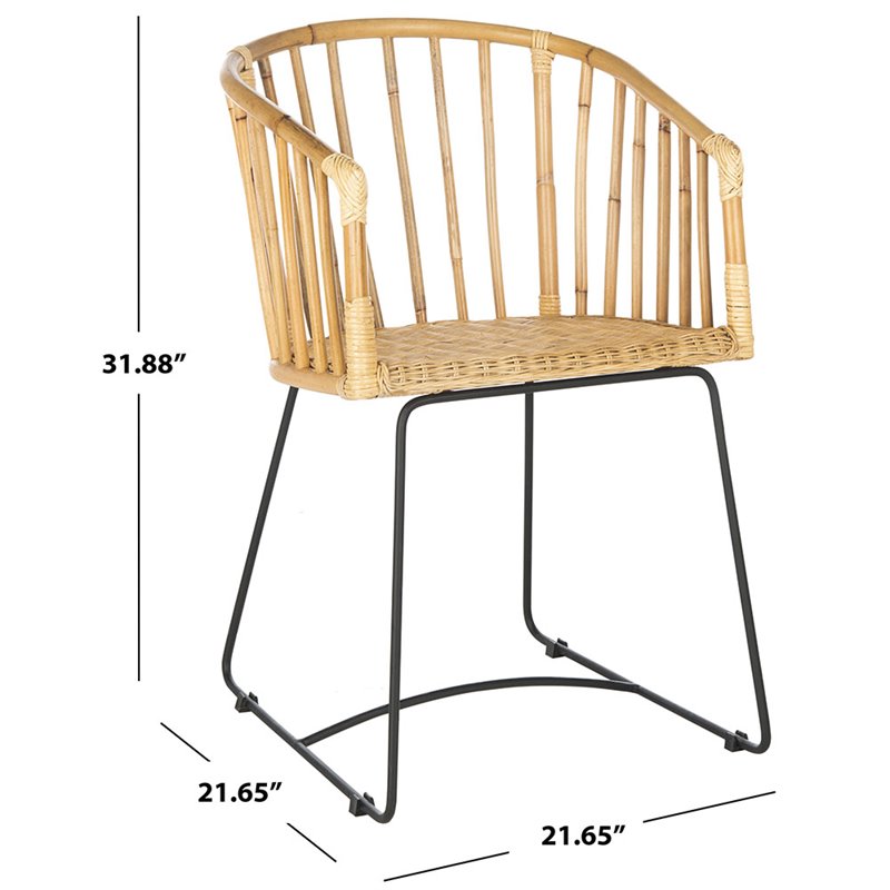 Safavieh Siena Rattan Dining Arm Chair in Natural and Black