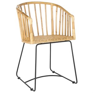 Safavieh Siena Rattan Dining Arm Chair in Natural and Black
