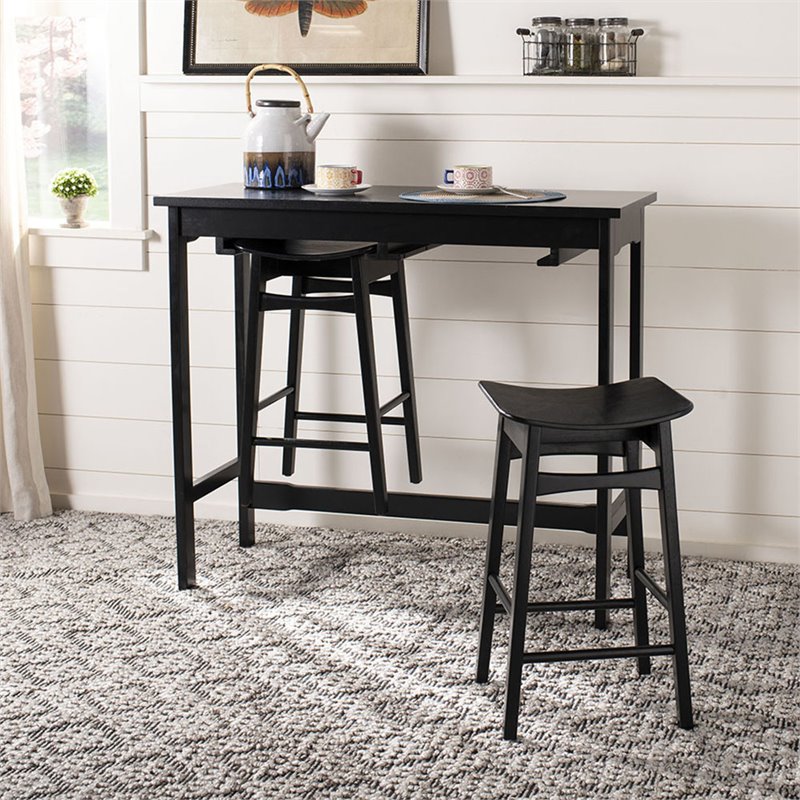 Safavieh Colbie 3 Piece Counter Height Dining Set in Black