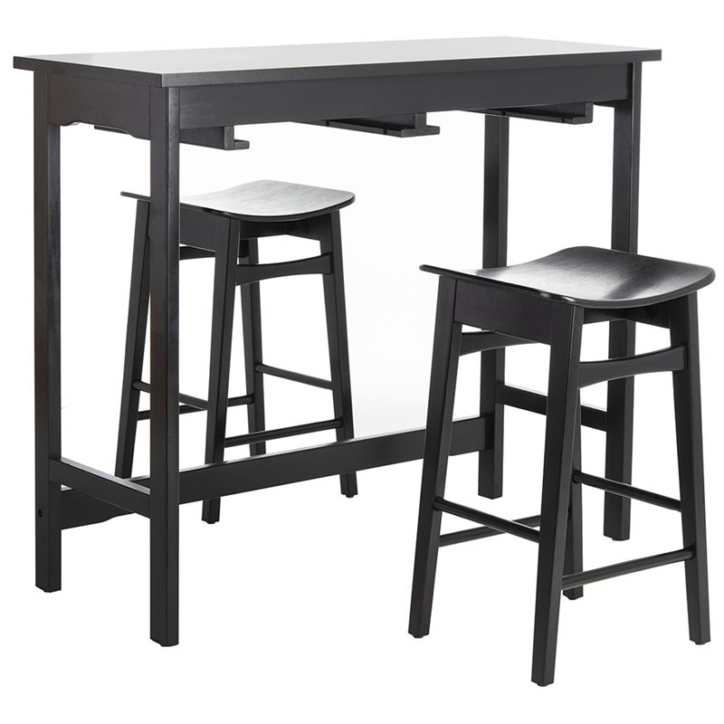 Safavieh Colbie 3 Piece Counter Height Dining Set in Black