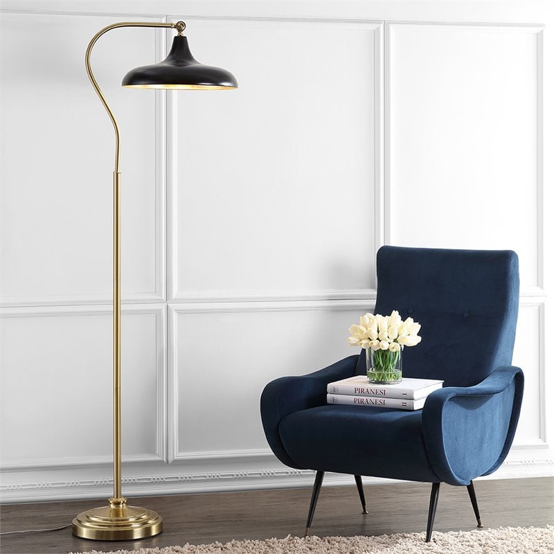Safavieh Stefan Floor Lamp in Black and Brass