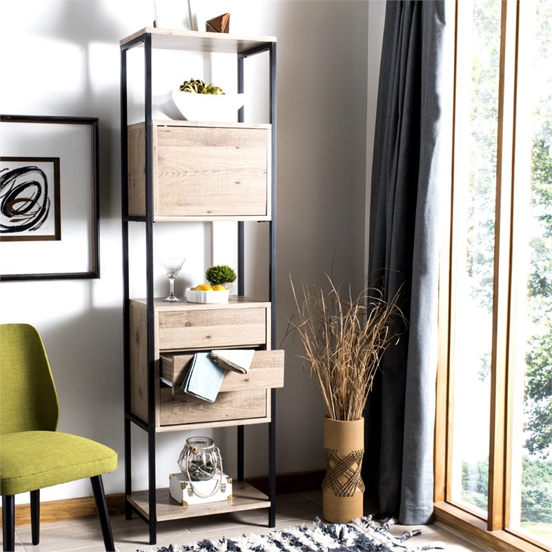 Safavieh Gabrielle Bookcase in Oak and Black