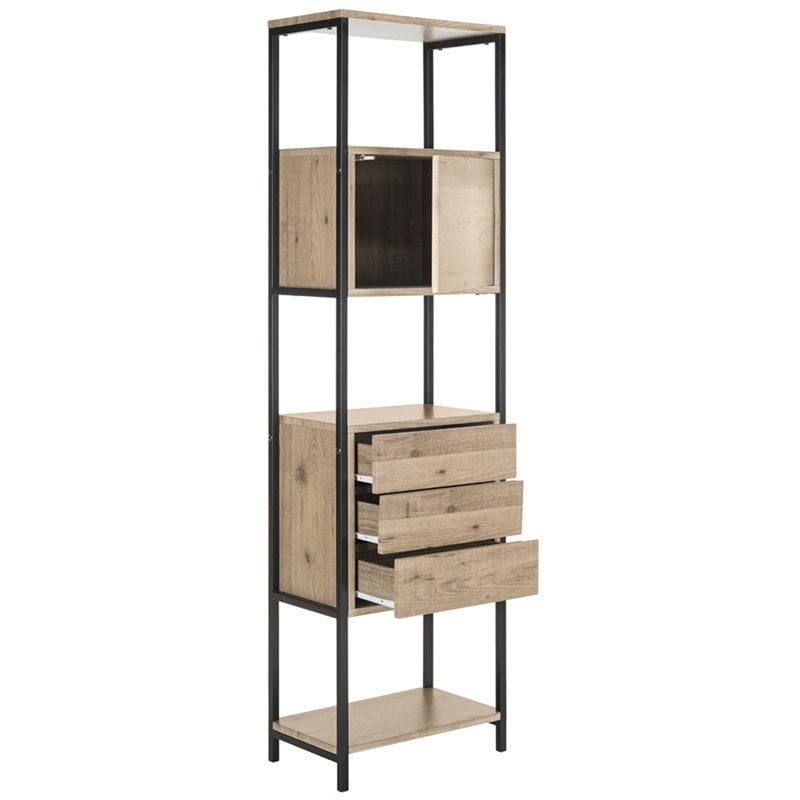 Safavieh Gabrielle Bookcase in Oak and Black