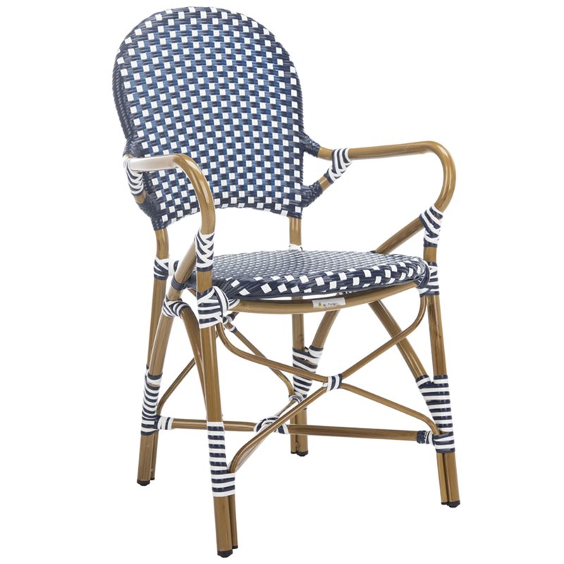 Safavieh Hooper Wicker Patio Dining Side Chair in Navy (Set of 2)
