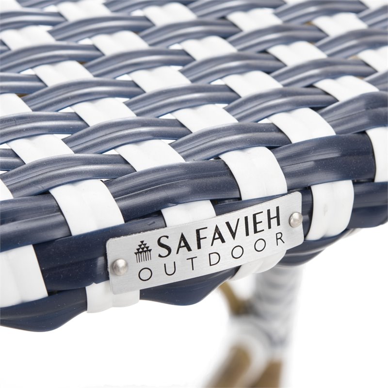 Safavieh Hooper Wicker Patio Dining Side Chair in Navy (Set of 2)