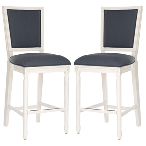 Safavieh Buchanan 30&quot Upholstered Bar Stool in Navy (Set of 2)