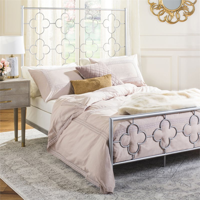 Safavieh Morris Full Metal Bed in Antique Silver
