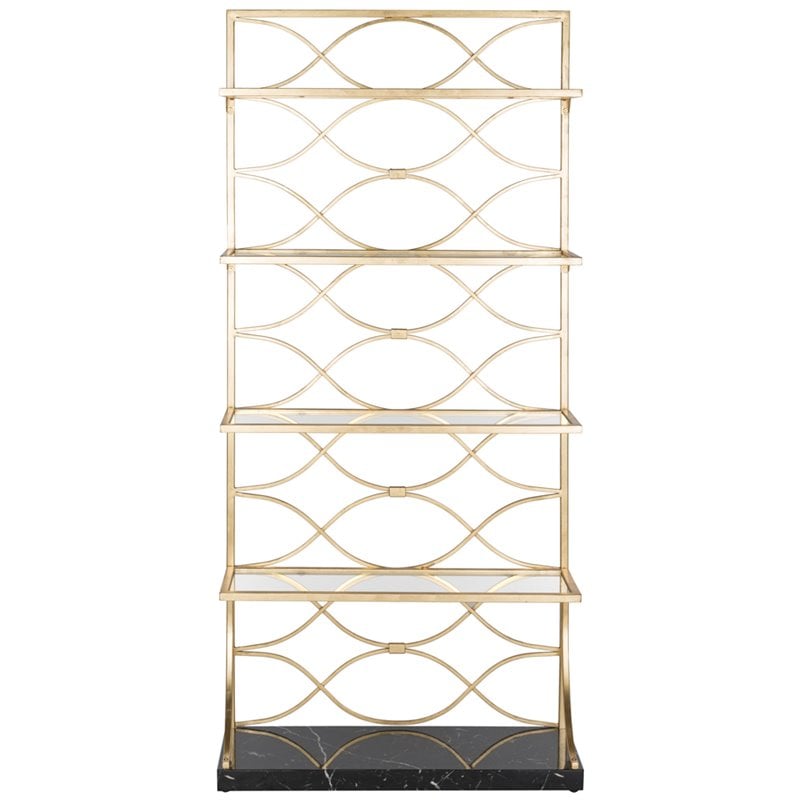Safavieh Spano 5 Shelf Glass Bookcase in Gold and Black