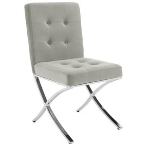 Safavieh Walsh Tufted Dining Side Chair in Gray and Chrome
