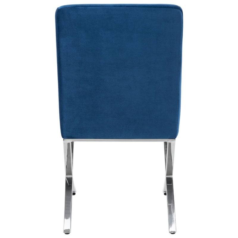 Safavieh Walsh Tufted Dining Side Chair in Navy and Chrome