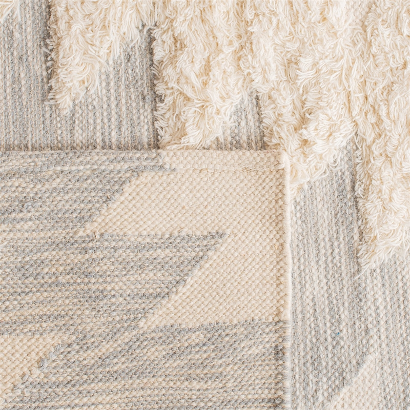 Safavieh Kenya 9' x 12' Hand Woven Shag Wool Rug in Gray and Ivory