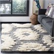 Safavieh Kenya 6' x 9' Hand Woven Shag Wool Rug in Black and Ivory