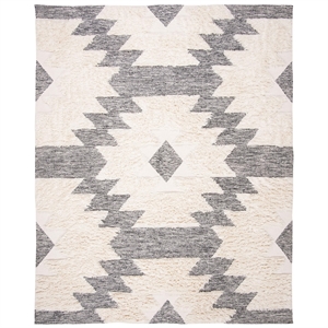 Safavieh Kenya 9' x 12' Hand Woven Shag Wool Rug in Black and Ivory