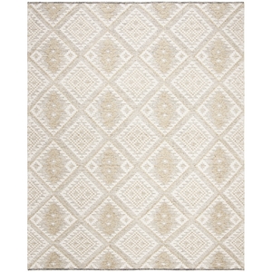 Safavieh Kenya 9' x 12' Hand Knotted Shag Wool Rug in Ivory and Gold