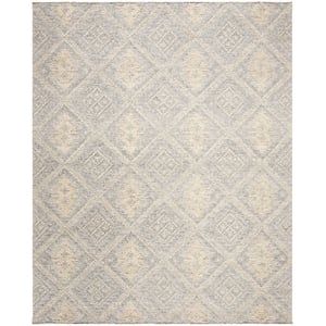 Safavieh Kenya 8' x 10' Hand Knotted Shag Wool Rug in Gray and Gold