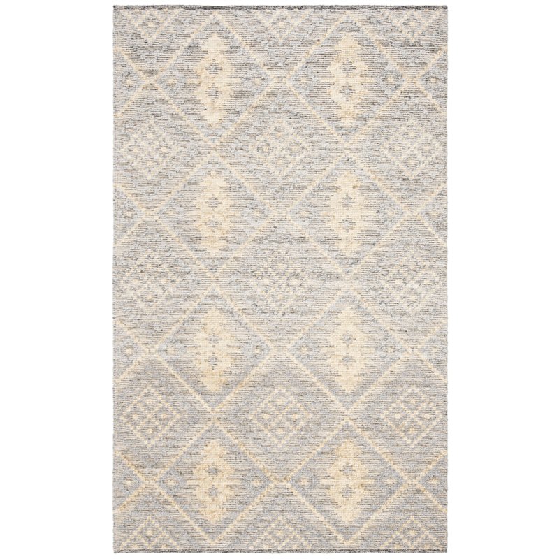 Safavieh Kenya 9' x 12' Hand Knotted Shag Wool Rug in Gray and Gold
