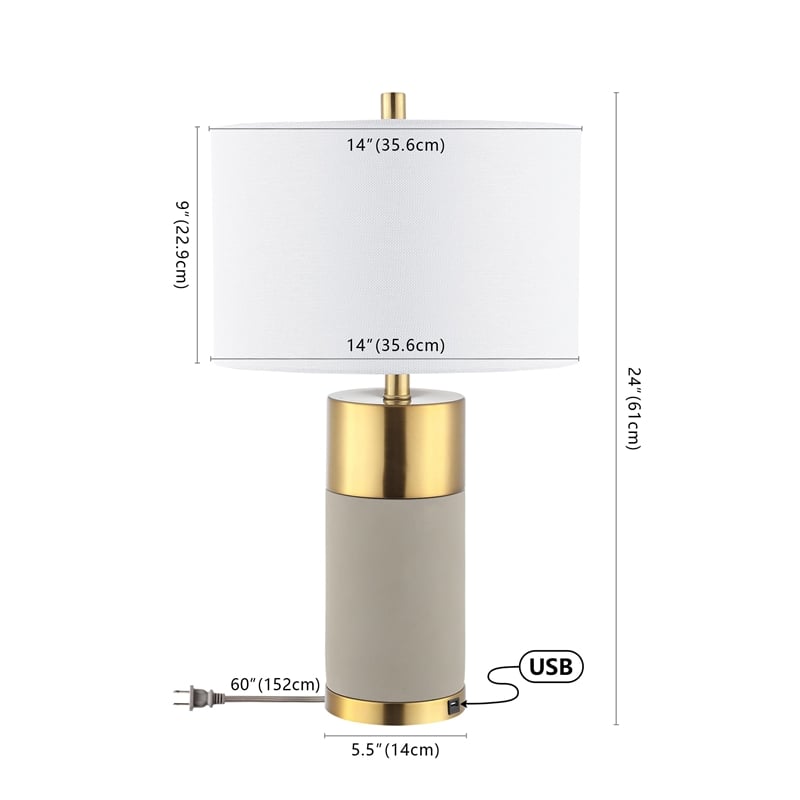 Safavieh Oliver Table Lamp in Gray and Gold (Set of 2)