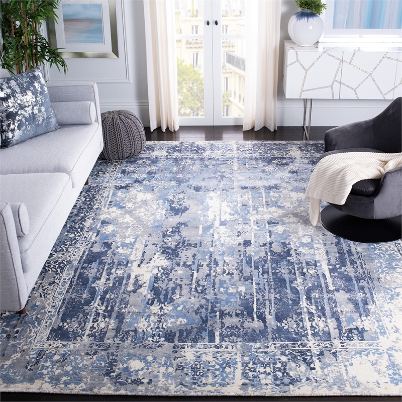 Safavieh Mirage 9' x 12' Hand Loomed Wool Rug in Ivory and Blue