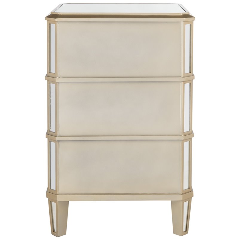 Safavieh Giana 3 Drawer Mirrored Nightstand in Gold Cymax Business