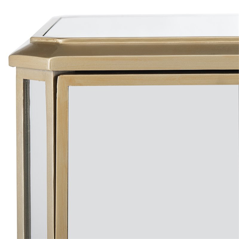 Safavieh Giana 3 Drawer Mirrored Nightstand in Gold