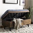 Safavieh Tufted Ottoman Bench in Navy and Dark Oak