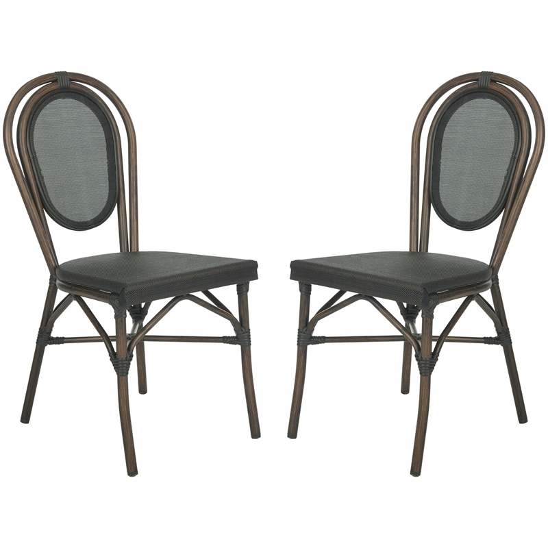 Safavieh Ebsen Patio Dining Side Chair in Black (Set of 2)
