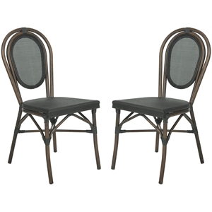 Safavieh Ebsen Patio Dining Side Chair in Black (Set of 2)