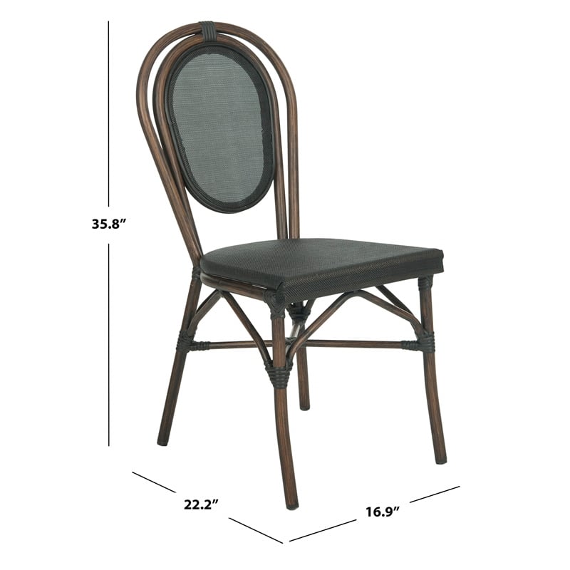 Safavieh Ebsen Patio Dining Side Chair in Black (Set of 2)